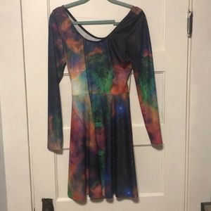 Blackmilk LS Rainbow Galaxy Skater Dress